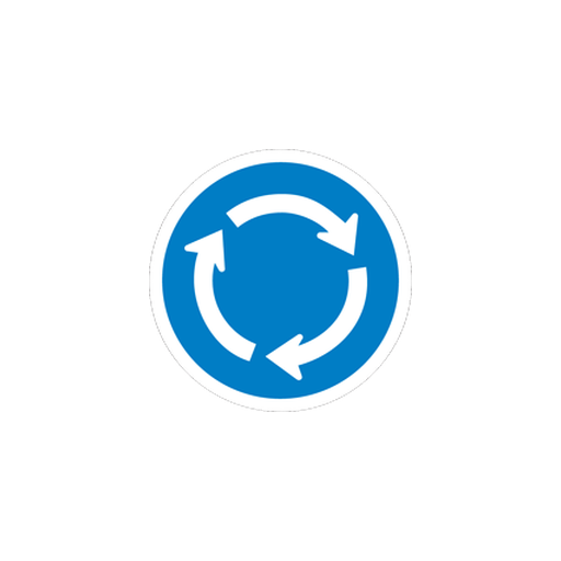 Move in a clockwise direction in the roundabout ahead and yield right of way to traffic approaching from the right.