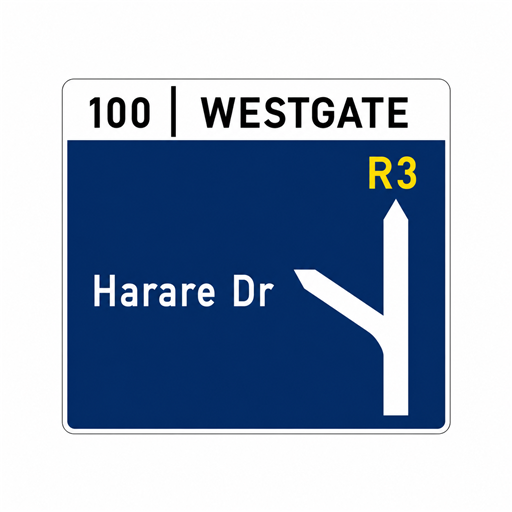 Example of Zimbabwe Freeway Direction Signs