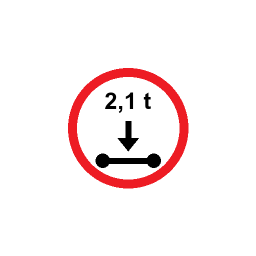 Vehicles with gross axle mass in excess of the axle mass indicated in tonnes by means of a number on such sign shall not proceed beyond such sign.