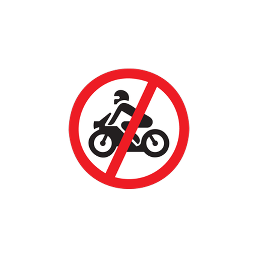 Motor cycles are prohibited beyond such sign.