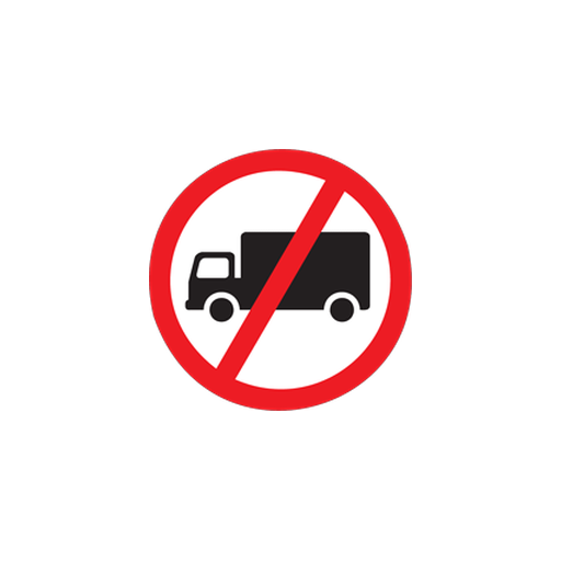 Goods vehicles are prohibited beyond such sign.