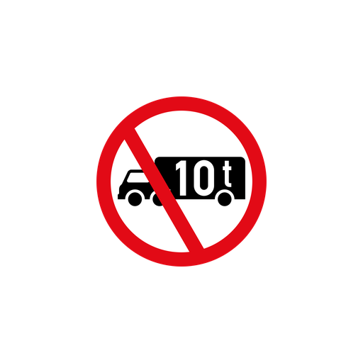 Goods vehicles with a GVM or GCM in excess of the mass indicated in tonnes are prohibited beyond such sign.