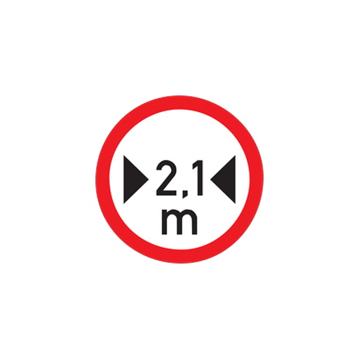 Vehicles with overall width greater than the width indicated in metres are prohibited.