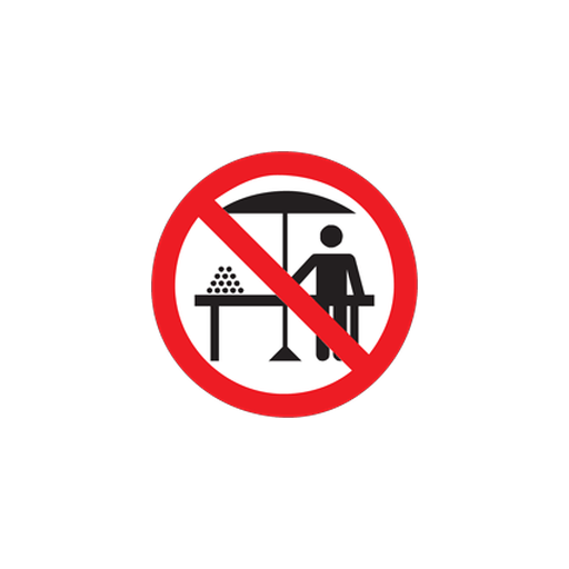 Hawkers are prohibited within 75 metres on either side of such sign.