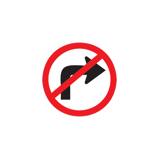 Turning to the right is prohibited at the junction or entrance ahead.