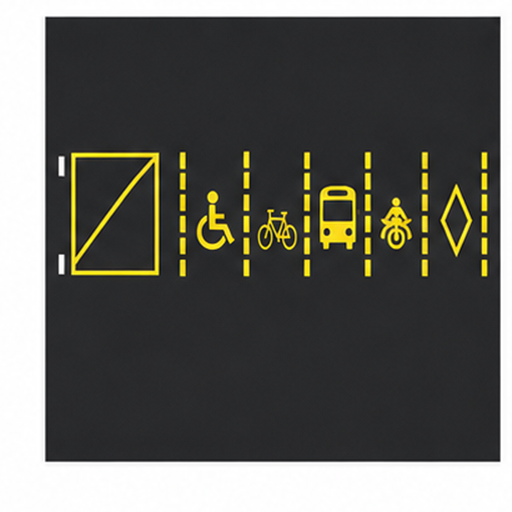RM16 / RM17 — Disabled persons parking marking / Exclusive lane use symbol marking