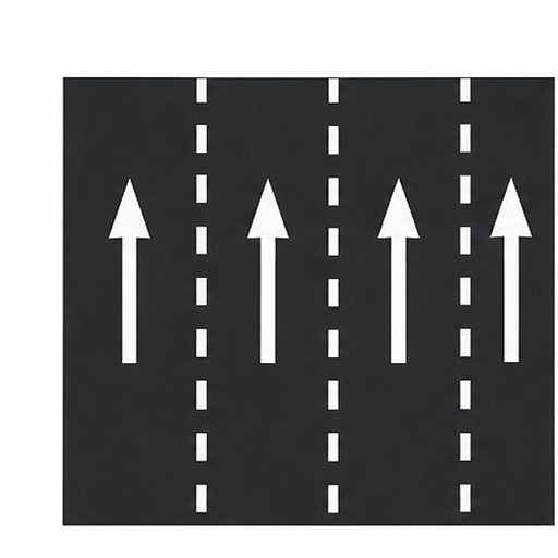 WM7 — Mandatory direction arrow ahead marking